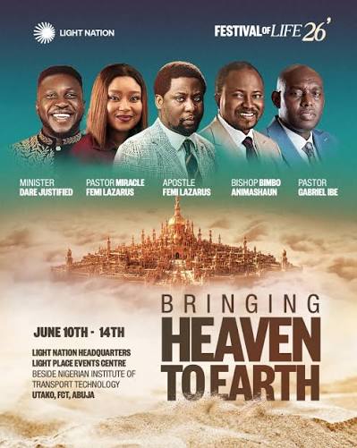 Apostle Femi Lazarus preaching Bringing Heaven to Earth at Festival of Life 2026